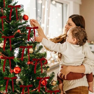 ASDFGER 12 Cái / bộ Nơ Cây Giáng Sinh, Nơ Nhung Nhung DIY Nhung, Sử Dụng Nơ Vòng Hoa Màu Đỏ Đa Năng Trang Trí Ngoài Trời Trong Nhà