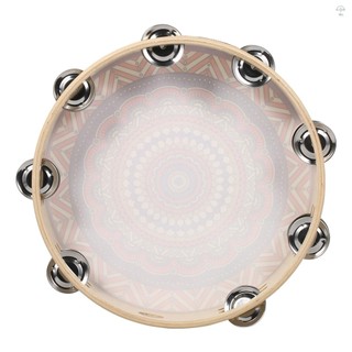 Trống cầm tay Tambourine bằng gỗ 10 Inch với hàng đôi 16 chiếc chũm chọe kim loại Jingles Nhạc cụ gõ cho trò chơi trẻ em Người lớn Áp dụng cho nhà thờ Tiệc KTV