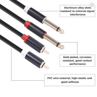 Cáp kết nối âm thanh RCA kép 1 / 4 '' TS sang Dual 2 × 6.35mm Nam TS sang 2 RCA Nam Bộ chuyển đổi Dây mạ vàng + Vỏ hợp kim nhôm 5FT