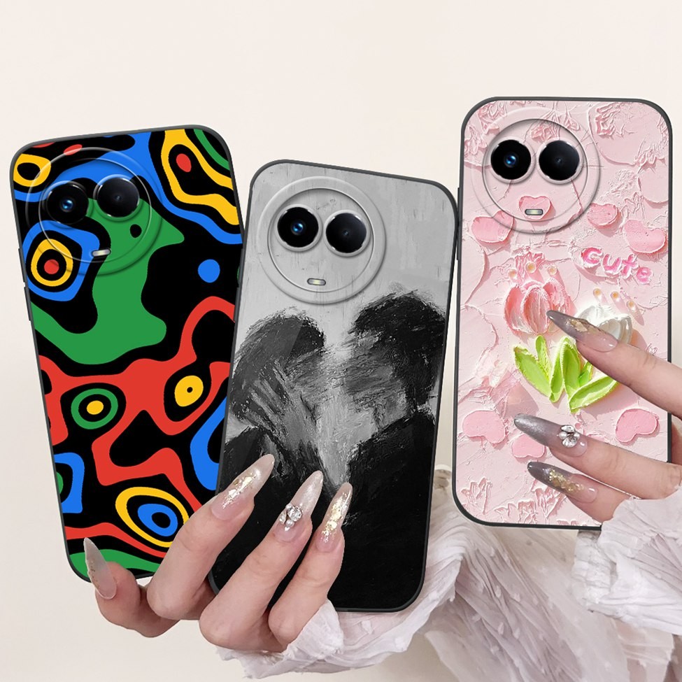 Dành Cho Realme V50 Ốp lưng Realme V50S Thẩm Mỹ Mèo Gấu Trúc Thỏ Thời Trang Hoa Tình Yêu Ốp Lưng Cho Realme RMX3783 RMX3781