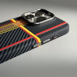 [Jlk] Dành Cho iPhone 16 15 14 13 12 Pro Max Vỏ Từ Tính Sợi Carbon Trừu Tượng Hình Học Vỏ Sạc Không Dây Camera Hợp Kim Giáp Fundas