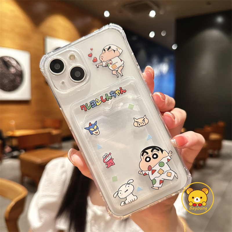 Vỏ Đựng Thẻ Crayon Shin-chan Cho Samsung Galaxy A56 A26 M36 A16 A06 M55 A55 A35 A25 A15 M15 F15 M54 5G 4G Vỏ Sang Trọng Hoạt Hình Cặp Đôi Dễ Thương Ví Mềm Vỏ Điện Thoại