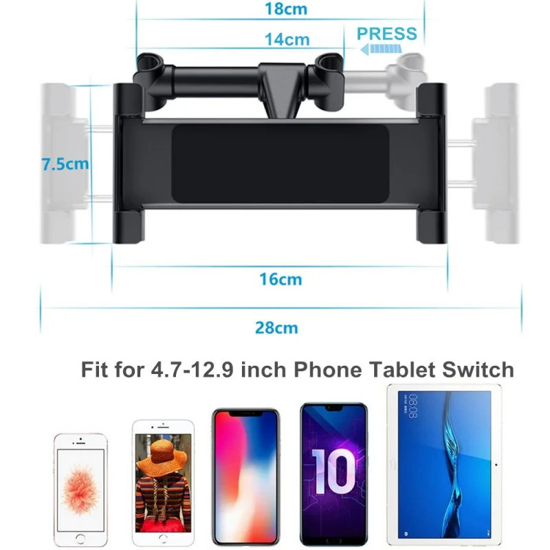 Đa Năng Ghế Sau Ô Tô Tựa Đầu Gắn Giá Đỡ Cho Máy Tính Bảng 4 7 Đến 13 Inch iPad Pro 12.9 Inch Điện Thoại Thông Minh Đa Góc Có Thể Điều Chỉnh Trẻ Em Giải Trí Du Lịch Phụ Kiện
