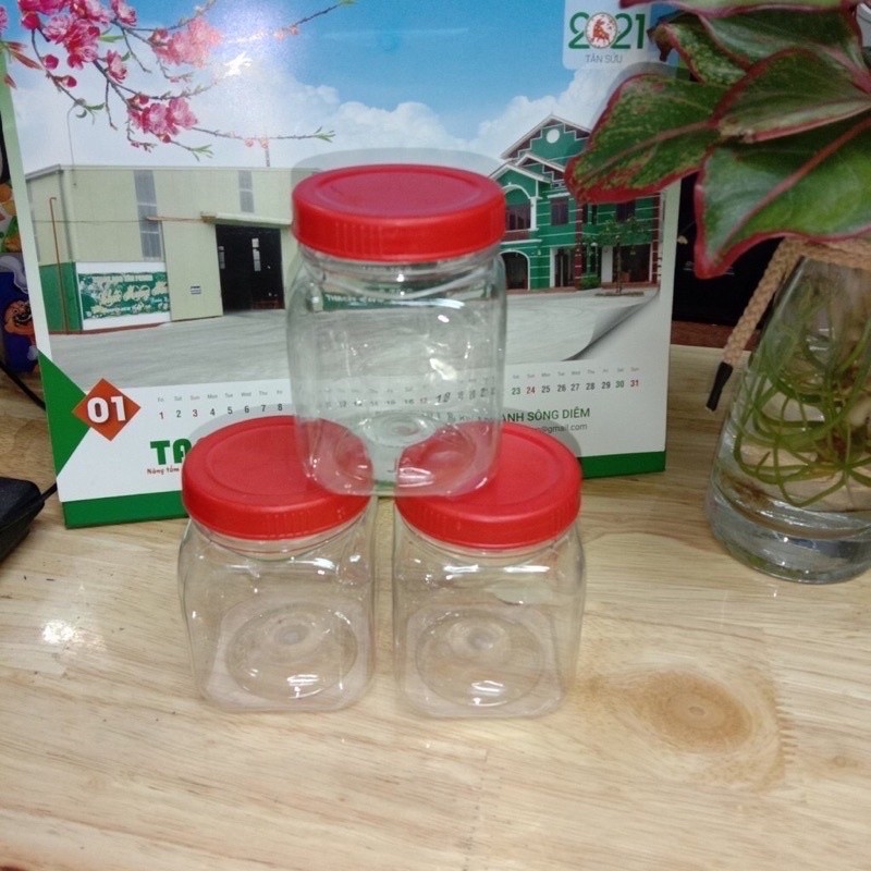 lọ nhựa gia vị nắp đỏ vặn kín tiện lợi, hũ muối tôm nhựa cao cấp Việt Nhật 200ml v20 1080  aladanh-net-vn