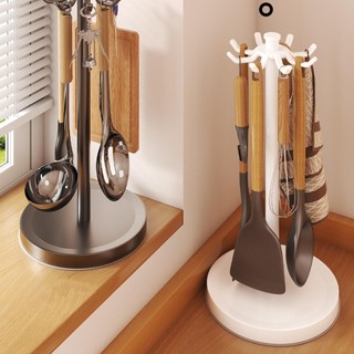 Đế Dụng Cụ Nhà Bếp Xoay 360 Độ Nhà Bếp Flatware Người Tổ Chức Giá Đỡ Xoay Đồ Dùng Nấu Ăn Có Thể Xoay Được Với 8 Móc shopidaevn