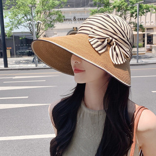 Mũ che nắng rộng vành phong cách Hàn Quốc cho phụ nữ 2023, mũ rơm bãi biển mùa hè mới với nơ, mũ ngư dân đa năng 4.10 EGBA