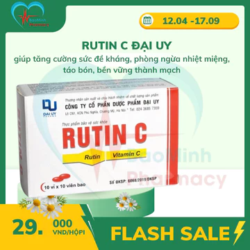 Rutin C Đại Uy - bổ sung vitamin C - Hộp 100 viên, giúp tăng cường sức đề kháng, phòng ngừa nhiệt miệng, táo bón