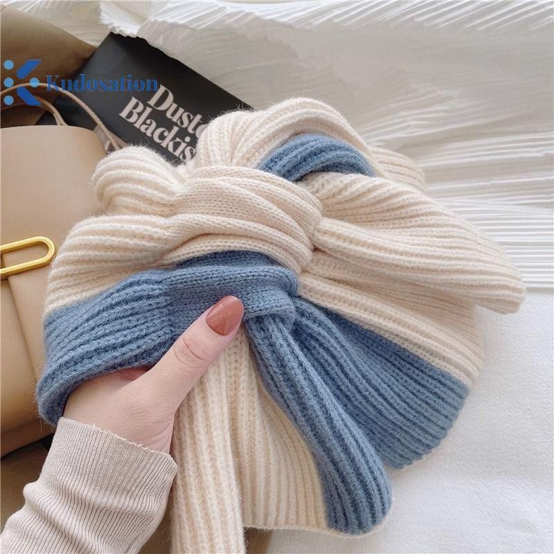 Kudosation Khăn quàng cổ hai màu thời trang đa năng dành cho nữ Cô gái Mùa thu đông Khăn quàng cổ mềm mại ngoài trời Khăn quàng cổ bảo vệ