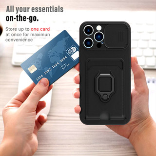 Dành Cho iphone 13 Pro / 12 Pro / 11 Pro Max Ốp Lưng 4 Trong 1 Trượt Camera Bao Đựng Thẻ Đứng Vuông Freebie Dây Chống Sốc Chống Rơi Mỏng Mềm TPU Cover