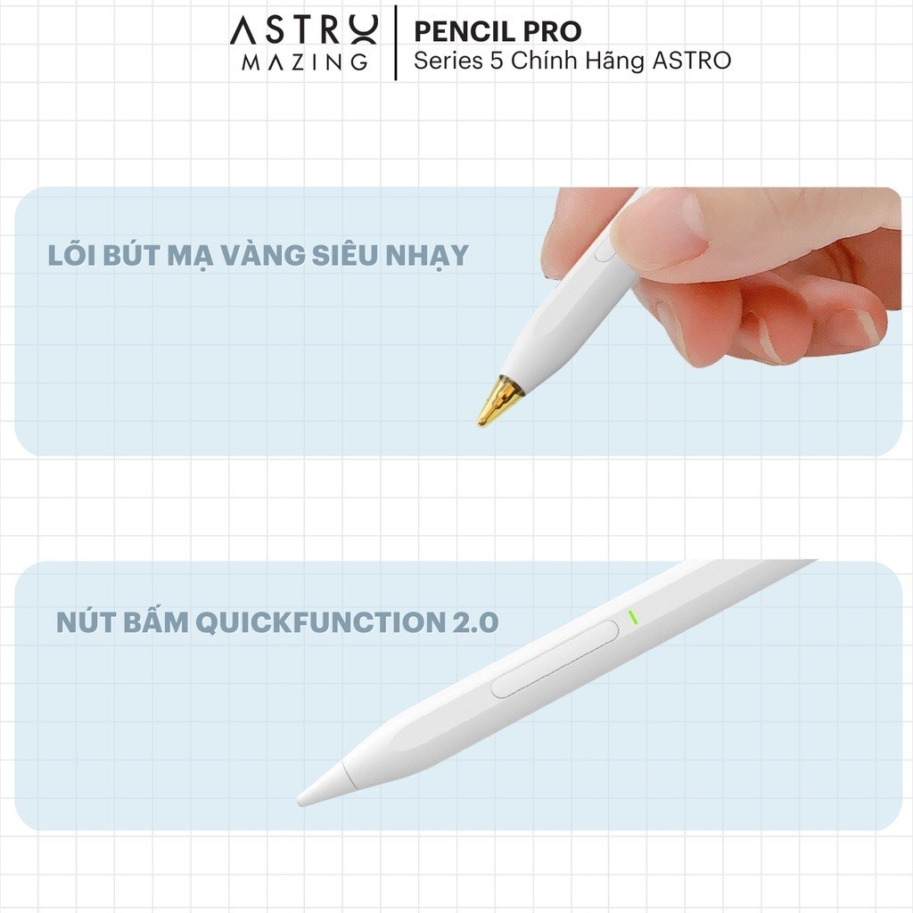 Ảnh Bút Stylus AstroMazing Pencil Pro 6 chống chạm nhầm vẽ nét thanh đậm cho iPad 1