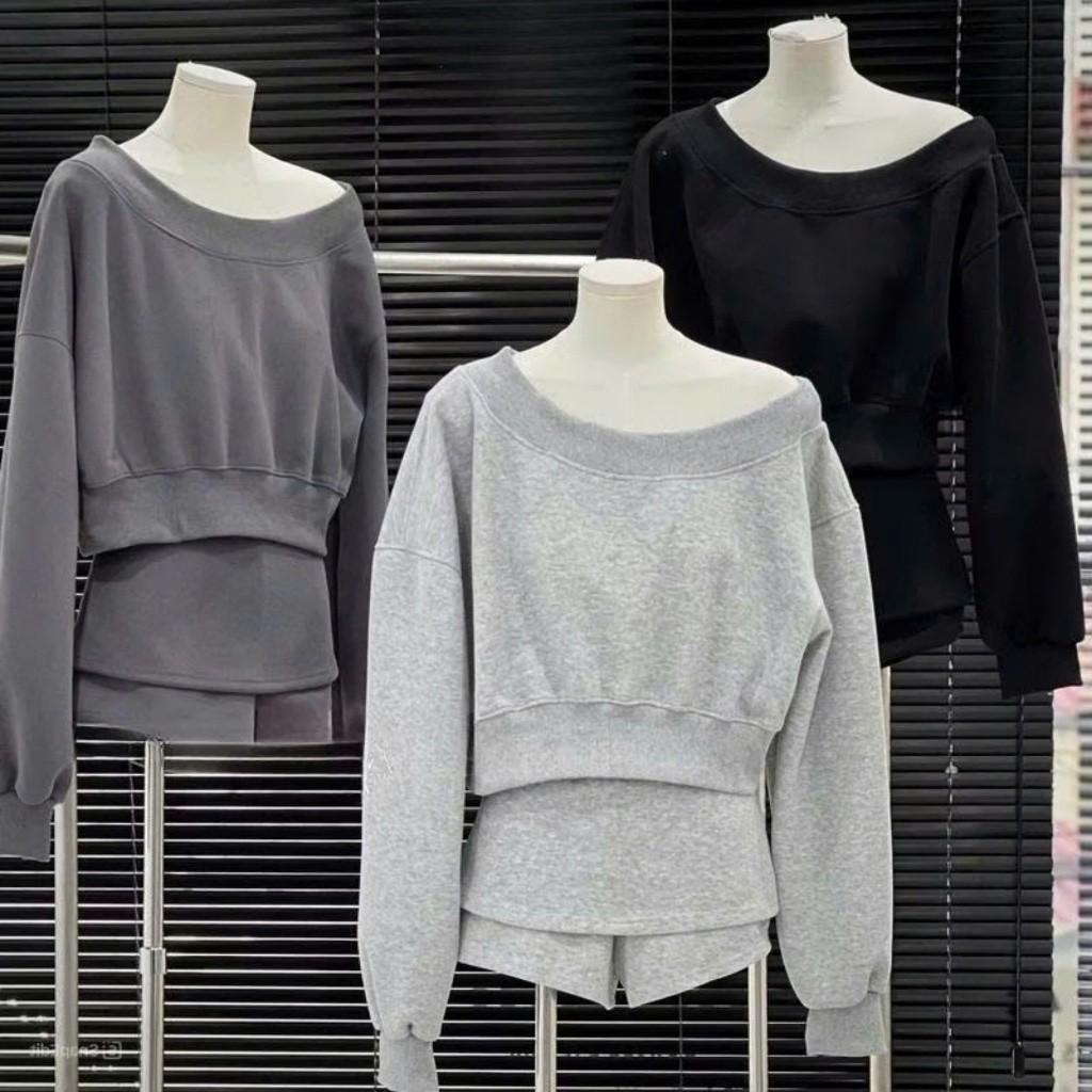 Set Bộ Trễ Vai Nỉ Quần Giả Váy KCloset Bộ Áo Dài Mix Váy Chất Nỉ Dày Dặn Nữ Tính NA618