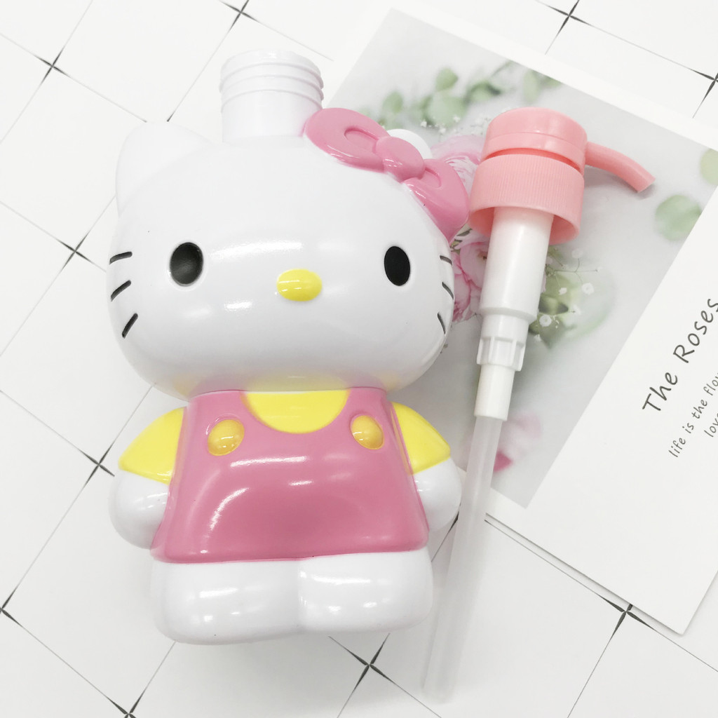 Ảnh Aubess [Quà tặng] Chai đựng dầu gội và sữa tắm Hello Kitty dạng bóp Bình đựng xà phòng du lịch Sanrio Bathroom 1