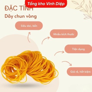 .100g dây chun nịt, vòng chun buộc cao su màu vàng dai đủ kích cỡ