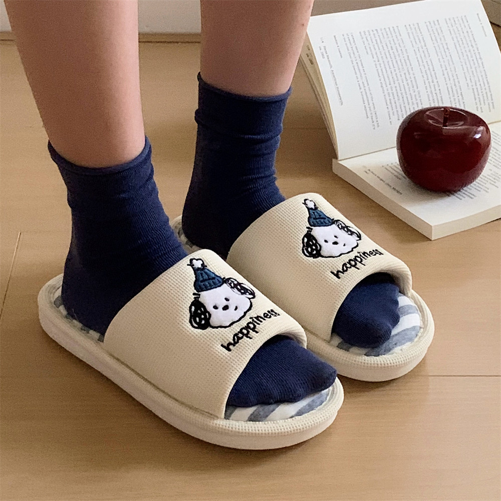 Dép Vải Lanh Cotton Tắt Tiếng Giày Đế Mềm Nhật Bản ins Puppy Bốn Mùa Dép Lanh Đa Năng Dép Đi Trong Nhà Dép Trong Nhà Hút Mồ Hôi Hộ Gia Đình