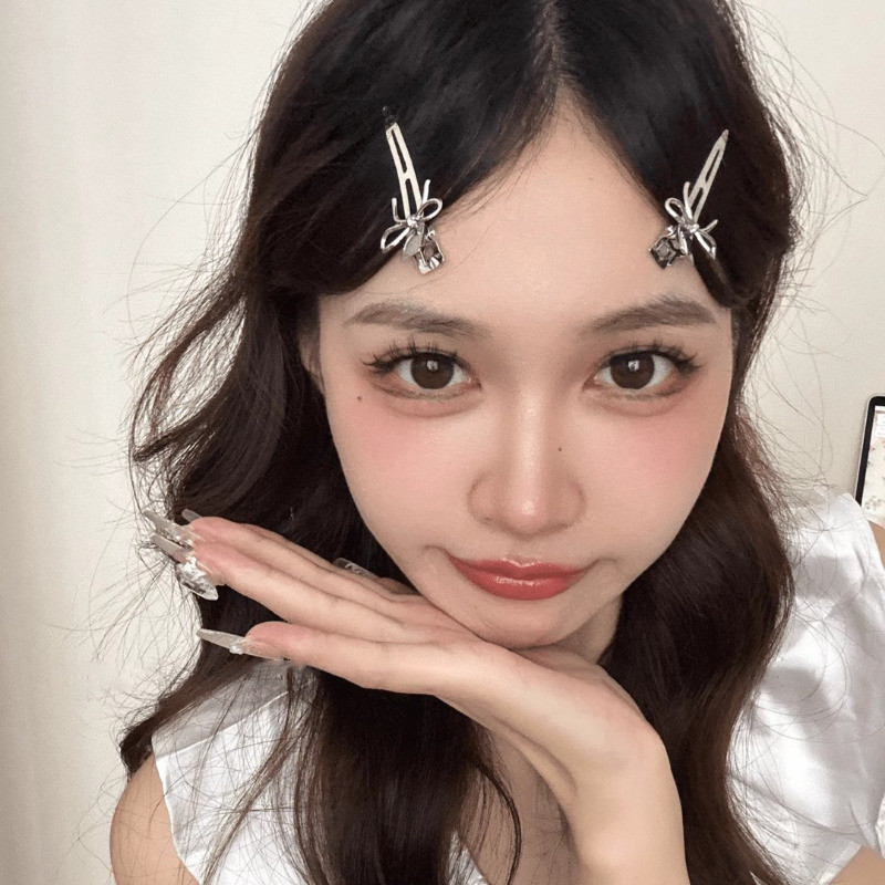5 Kẹp Tóc Nơ Kim Loại - Traceless, Cool - Y2K Trend Phụ Kiện Tóc - Mỏ Vịt Barrettes - Kẹp Tóc Trang Điểm Bé Gái - Kẹp Tóc Side Bangs - Dụng Cụ Tạo Kiểu Tóc