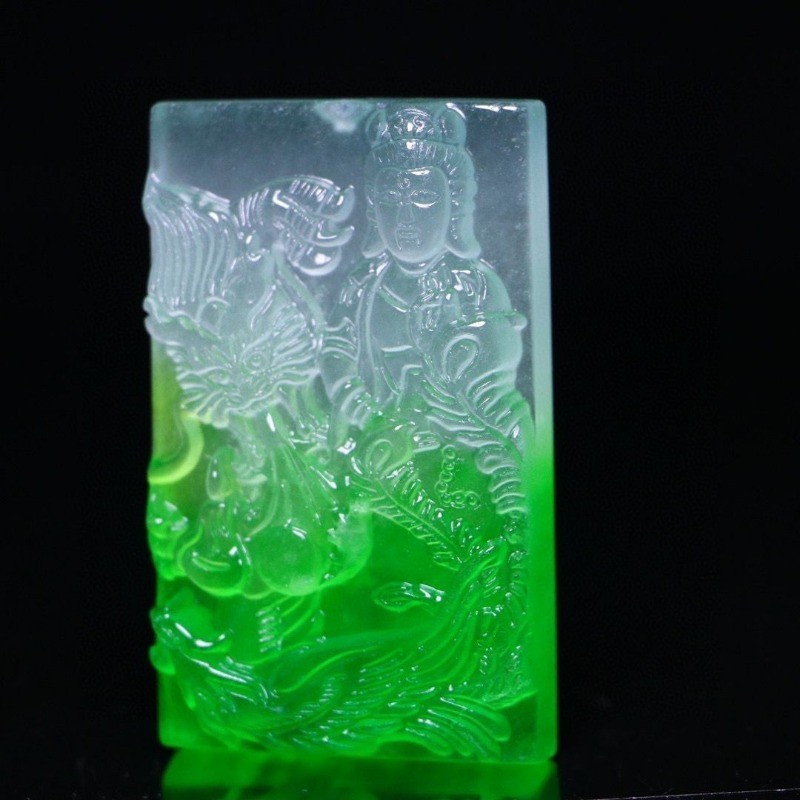 Perfect High Ice Seiko Khắc [Guanyin] Mặt dây chuyền Mặt dây chuyền Thương hiệu Trang sức Chuỗi miễn phí