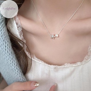 K2nightFee Thời Trang Bạc Sáng Sao Biển Ngọc Trai Vòng Cổ Mặt Dây Chuyền Xương Đòn Dây Chuyền Phụ Kiện Trang Sức Cho Tiệc Cưới Nữ Bé Gái Quà Tặng VN