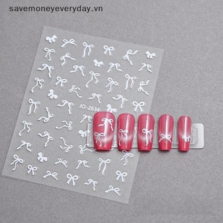 [savemoneyeveryday] 1 Miếng Dán Móng Tay Nơ Ngọt Ngào 5D Hồng Đen Trắng Dài Ruy Băng Nơ Tự Dính Móng Tay Nghệ Thuật Dán Đề Can Trang Trí DIY [vn]