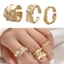 OXXGGKAO Hợp Thời Trang 3 Chiếc Nhẫn Họa Tiết Không Đều Đa Năng Và Sang Trọng Di Động Phụ Kiện Trang Sức Cho Biểu Hiện Cá Nhân