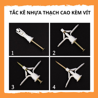 Tắc Kê Nhựa, Tắc Kê Bướm, Nở Cánh Bướm,Vít Nở Nhựa Lắp Trần Thạch Cao, Bịch 50 Tắc Kê Kèm Vít SUNND