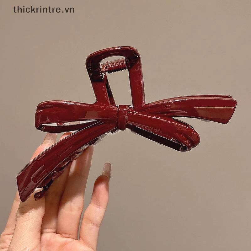 THI Nữ Lớn Màu Đỏ Đậm Vuốt Tóc Barrettes Kẹp Tóc Nhựa Đuôi Ngựa Kẹp Tóc Bé Gái Cao Cấp Kẹp Tóc Phụ Kiện VN