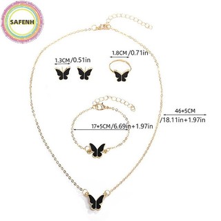 SAFENH 1 Bộ Thời Trang Tinh Tế Đơn Giản Đa Năng Vòng Cổ Vòng Tay Bông Tai Nhẫn Dành Cho Nữ Bé Gái Tiệc Cưới Bộ Trang Sức Quà Tặng VN