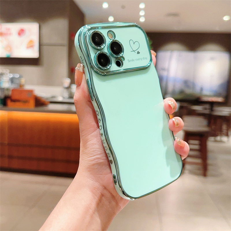 Ốp điện thoại TPU mềm mạ Luxur cho iphone 16 15 14 Pro Max Plus Side Love Heart Vỏ chống sốc