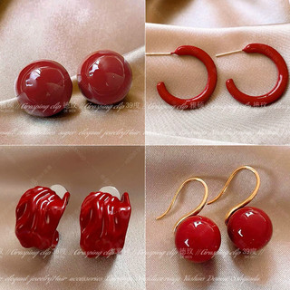 Bông tai màu đỏ rượu Ankola dành cho nữ 2026 bông tai cổ điển mới