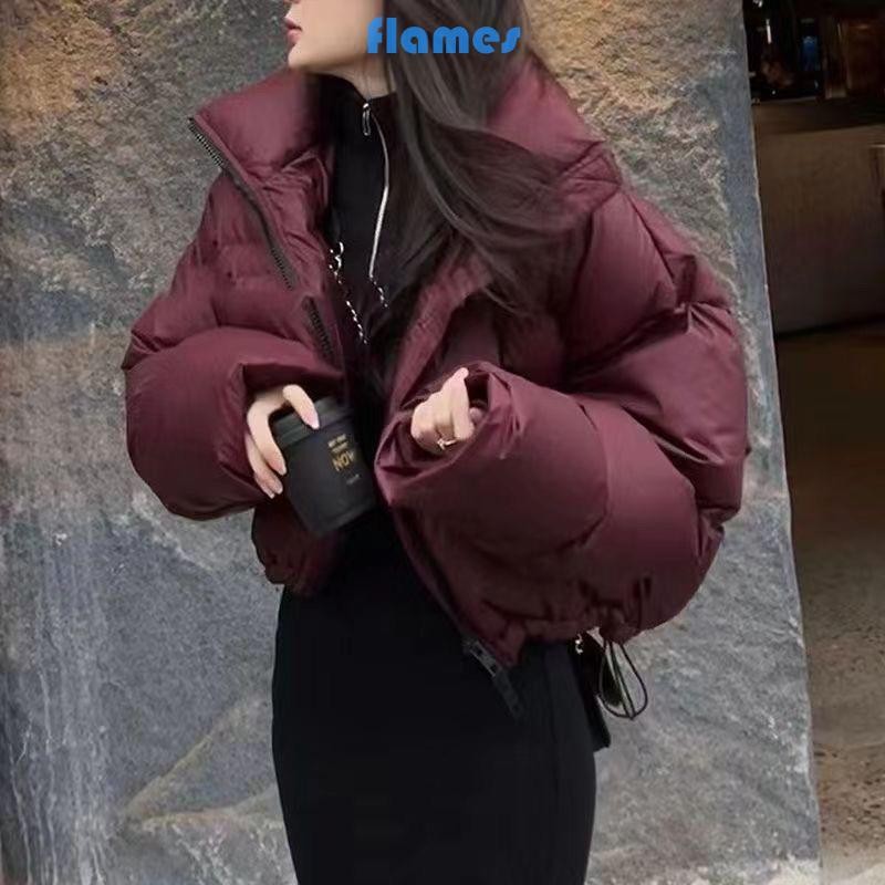 Un * Mới 2023 thời trang cơ bản dành cho nữ áo khoác phồng ĐEN TRẮNG ĐỎ BROWN Có sẵn