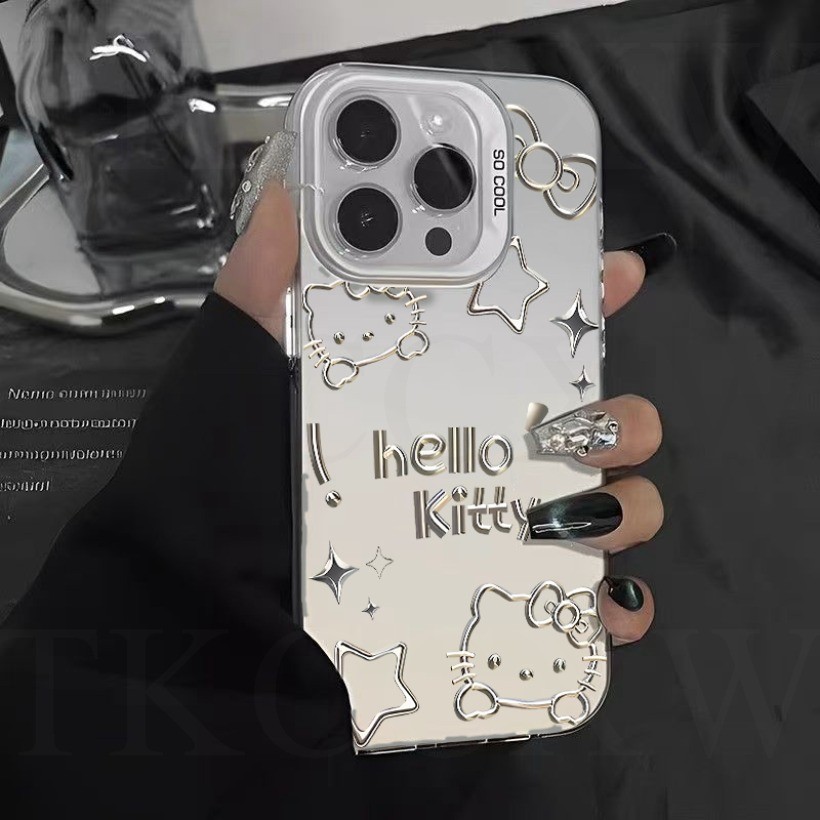 Ốp điện thoại họa tiết dễ thương Cat Girl cho OPPO A3S A5 AX5 A5S AX5S A7 A12 A12E A5 A9 A31 A15 A15S A16 A16S A17 A17K F9frosted màu bạc bảo vệ