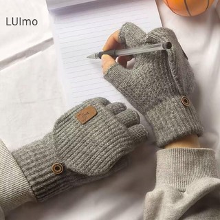 Luimo 1 Cặp Găng Tay Không Ngón Dệt Kim Mùa Đông Làm Dày Ấm Áp Màn Hình Cảm Ứng Găng Tay Dành Cho Nam Nữ Ấm Nửa Ngón Găng Tay Dày Quà Tặng SBS