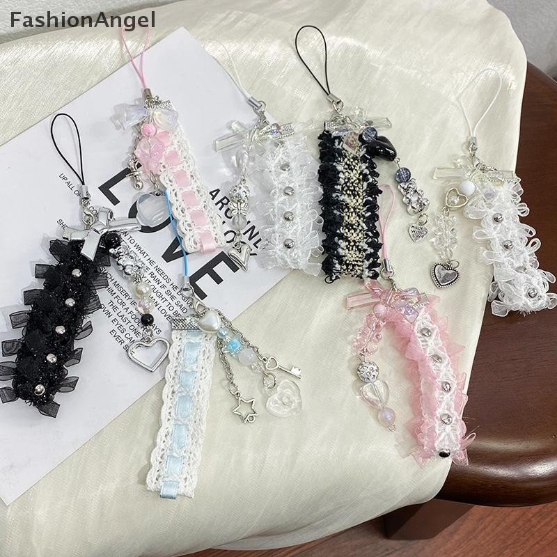 FashionAngel Y2k Ren Ruy Băng Dây Xích Điện Thoại Ngọt Ngào Thoáng Mát Gấu Tình Yêu Móng Vuốt Mặt Dây Quyến Rũ Tai Nghe Dây CCD Dây Đeo Túi Trang Trí VN