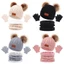 ROLY 3 chiếc Bonnet cho trẻ mới biết đi, Bộ găng tay khăn quàng cổ ấm áp ngoài trời màu trơn, Phụ kiện trẻ sơ sinh dày dễ thương Mũ dệt kim Pompom chống gió mùa đông