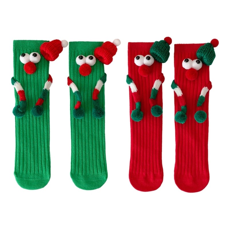 Kids Cute Big Eye Scarf Cartoon Magnetic Christmas Socks Festival Holiday