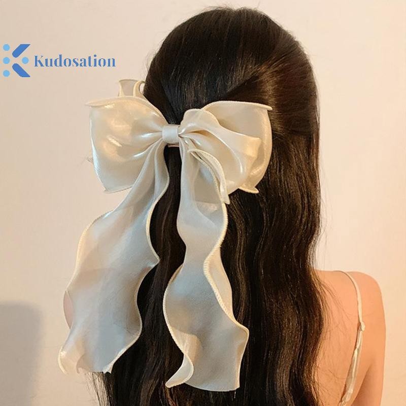 Kudosation Lưới Barrette Nơ Ruy Băng Kẹp Tóc Ngọt Ngào Nhẹ Nhàng Nữ Tính Mặt Sau Của Siêu Cổ Tích Kẹp Tóc Thời Trang Cao Cấp Mũ Phụ Kiện