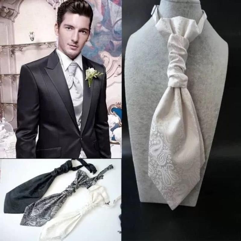 Cà vạt Jacquard màu trắng Hồng Kông Cà vạt Nơ Lười Phù hợp với Áo cưới