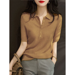 Polo Cổ Băng Lụa Áo Len Nữ Mùa Hè 2025 Phong Cách Mới Thời Trang Top Phù Hợp Với Áo Thun Nửa Tay Tren
