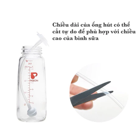 Van chống sặc bình sữa cổ hẹp Pigeon, dây hút quả tạ giúp bé bú mọi tư thế