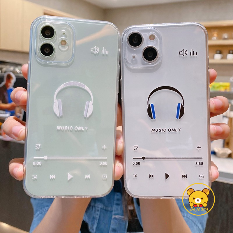 Vỏ họa tiết tai nghe cho Vivo V50 V40 Lite V30 V29 V27 V25 V23 V21 Pro Lite V30E V29E V27E V25E V23E V21E V21s 5G 4G Vỏ điện thoại trong suốt mát mẻ Vỏ mềm sáng tạo dễ thương