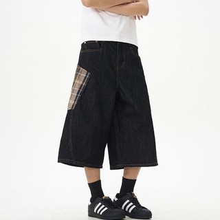 Quần short denim nam GKSSS thời trang phong cách Hồng Kông chất lượng cao phong cách trung tính phong cách đường phố thiết kế nối