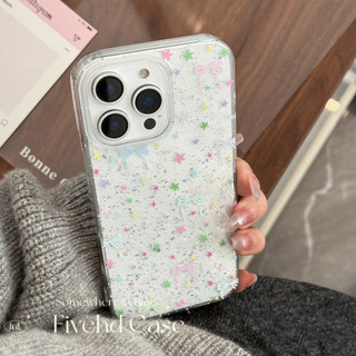 Ins Hàn Quốc Bling Girlish Stars Bow Vỏ Toàn Màn Hình Cho iPhone 11 16 16E 15 14 13 12 Pro Xs Max XR X 7 8 Plus SE Ốp Lưng TPU Mềm HD Trong Suốt Vỏ Điện Thoại Bảo Vệ Lấp Lánh