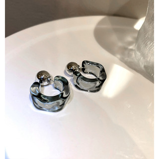 [Ưu đãi đặc biệt] Bông tai Acrylic hình chữ C không đều dành cho nữ Bông tai vòng nhựa nhiều màu trong suốt Bông tai hình học nhiều mảnh Bông tai đinh tán phong cách Hàn Quốc
