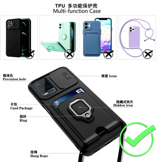 Dành Cho OPPO A54 4G / A55 Ốp Lưng 4 Trong 1 Trượt Camera Bao Đựng Thẻ Đứng Vuông Freebie Dây Chống Sốc Chống Rơi Mỏng Mềm TPU Cover