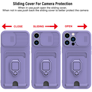 Dành Cho iphone 13 Pro Max / 12 Pro Max / 11 Pro Max Ốp Lưng 4 Trong 1 Trượt Camera Bao Đựng Thẻ Đứng Vuông Freebie Dây Chống Sốc Chống Rơi Mỏng Mềm TPU Cover