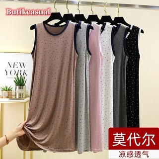 Phụ Nữ Rời Mỏng modal Đầm Mùa Hè 2025 Thường Ngày plus Kích Thước Váy Ngủ Không Tay Mềm Mại Thoáng Mát Bộ Đồ Ngủ l-2xl