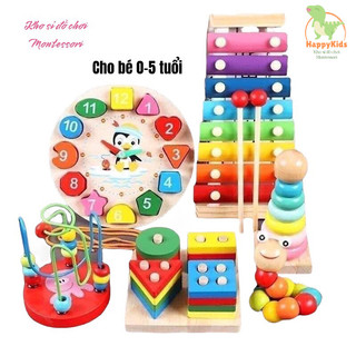 Combo 6 món đồ chơi gỗ an toàn cho bé- phát triển trí tuệ