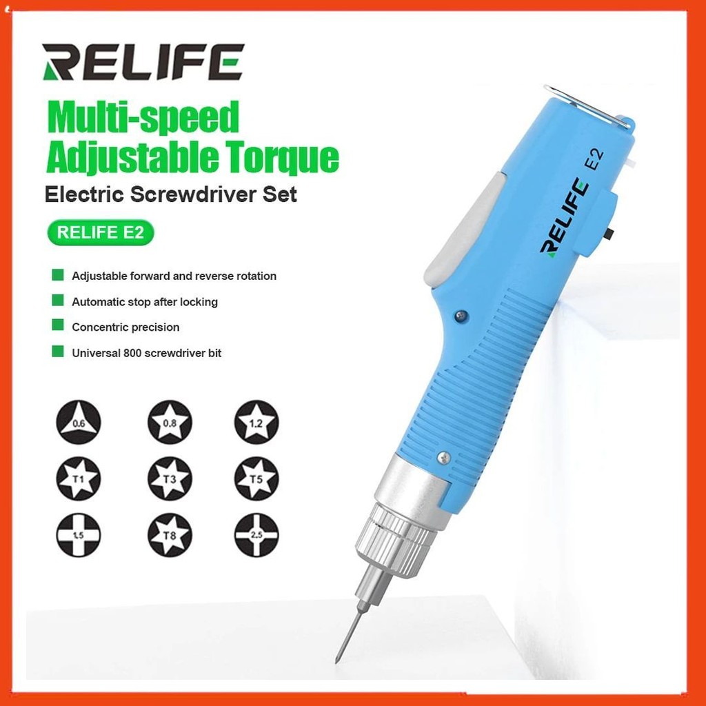 Bộ tô vít điện cầm tay RELIFE E2 kèm 9 mũi vít - Dùng tháo, siết ốc điện thoại đều lực, hạn chế toét đầu ốc