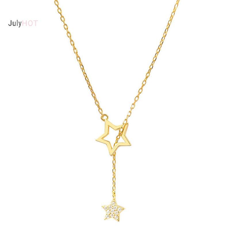 JULYHOT Zircon Ngôi Sao Vòng Cổ Hợp Kim Rỗng Thanh Lịch Xương Đòn Dây Chuyền Tính Khí Đơn Giản sel Vòng Cổ Màu Bạc Trang Sức Cho Nữ Quà Tặng Massivedeals