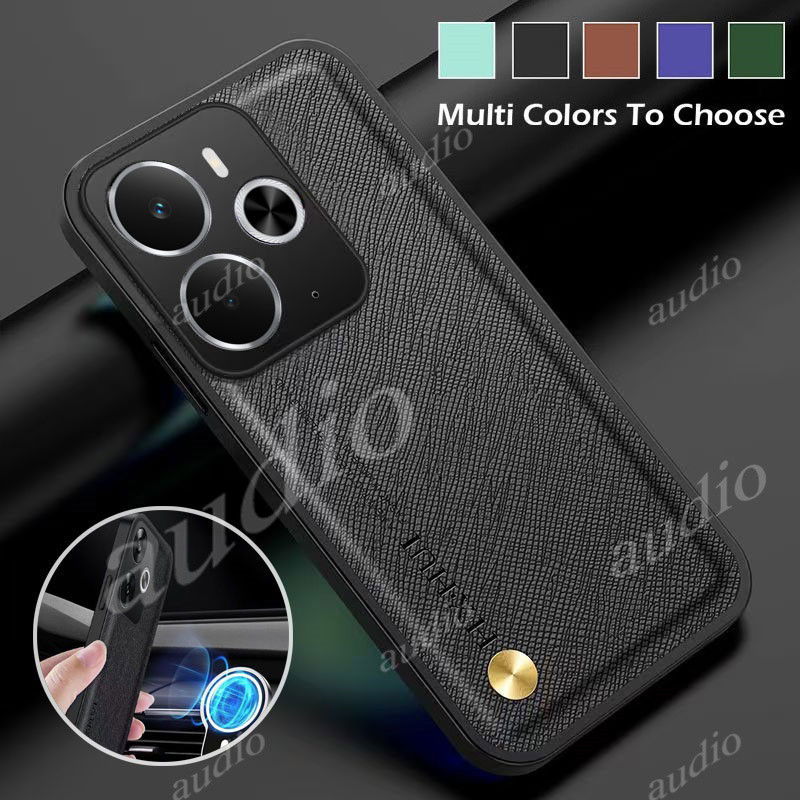 Ốp điện thoại TPU mềm bằng da chéo realme 14 5G cho realme 14 14t Realme14 realme14t 5G Vỏ da sang trọng chống sốc cho realme 14 14t realme14t 5G Vỏ bọc từ tính trên ô tô