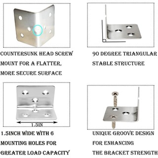 6 Giá đỡ góc bằng thép không gỉ Nẹp góc nhỏ để gia nhập nội thất Giá đỡ góc hình chữ L hạng nặng 90 độ Giá đỡ góc phải cho nội thất tủ gỗ ổn định an toàn chắc chắn phù hợp dùng cho gia đình căn hộ văn phòng và không gian nhỏ